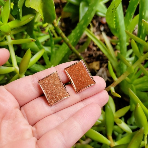 Vintage Sunstone Cuff Links - Picture 5 of 16